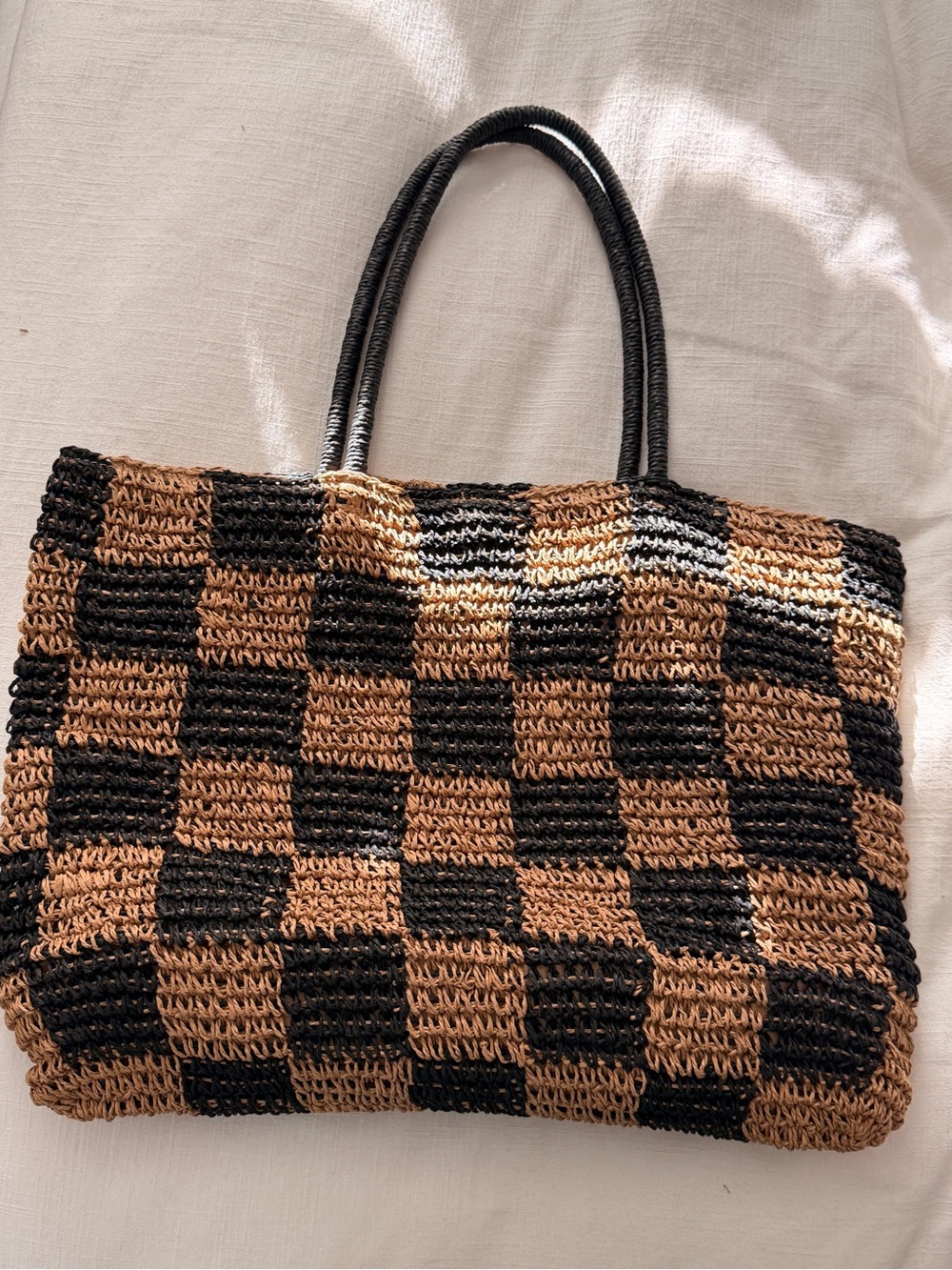 Gap Gingham Straw Tote Bag - Picture 3 of 11